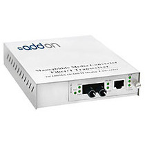 AddOn 10/100Base-TX(RJ-45) to 100Base-BXD(ST) BiDi SMF 1550nm/1310nm 20km Managed Media Converter