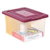 Office Wagon; Brand Letter And Legal File Tote, 18 inch;L x 14 1/4 inch;W x 11 inch;H, Clear/Burgundy