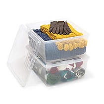 Office Wagon; Brand Plastic Storage Boxes, 21 Quart, Clear, Pack Of 2