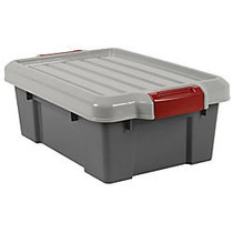 Office Wagon; Brand Plastic Storage Tote, 12 Qt, Gray/Red
