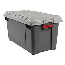 Office Wagon; Brand Plastic Storage Trunk, 87 Qt, Gray/Red