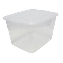 Office Wagon; Brand Storage Box With Lid, 62 Quart, 14 inch; x 23 inch; x 18 inch;, Clear