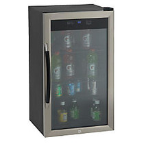 Avanti 3.0 Cu Ft Showcase Beverage Cooler Refrigerator, Black/Stainless Steel, BCA306SSIS