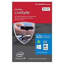 McAfee; LiveSafe&trade; 2016 Software Installation For PC/Mac/Mobile, 1-Year Subscription, Product Key Card