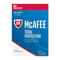 McAfee; Total Protection 2017, For 10 Devices, For PC/Mac, Product Key Card