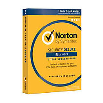 Norton&trade; Security Deluxe, For 5 Devices, For PC/Mac/Android/iOS, Product Key Card