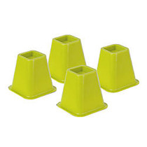 Honey-Can-Do Plastic Bed Risers, 6 inch;H x 6 1/2 inch;W x 6 1/2 inch;D, Green, Pack Of 4