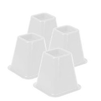 Honey-Can-Do Plastic Bed Risers, 6 inch;H x 6 1/2 inch;W x 6 1/2 inch;D, Off-White, Pack Of 4