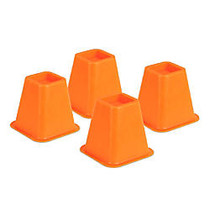 Honey-Can-Do Plastic Bed Risers, 6 inch;H x 6 1/2 inch;W x 6 1/2 inch;D, Orange, Pack Of 4
