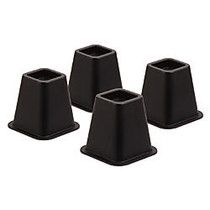 Honey-Can-Do Plastic Square Bed Risers, 5 15/16 inch;H x 6 1/2 inch;W x 6 1/2 inch;D, Black, Pack Of 4