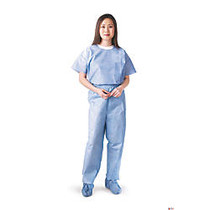 Medline Disposable Elastic-Waist Scrub Pants, 3X, Blue, Case Of 30