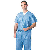 Medline Disposable Scrub Shirts, Medium, Blue, Case Of 30