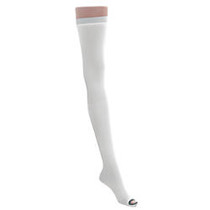 Medline EMS Nylon/Spandex Thigh-Length Anti-Embolism Stockings, Large Regular, White, Pack Of 6 Pairs