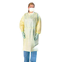 Medline Polypropylene Fluid-Resistant Isolation Gowns, Regular/Large, Yellow, 10 Gowns Per Box, Case Of 10 Boxes