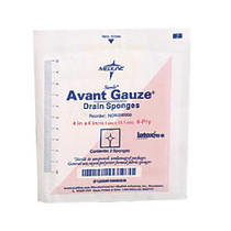 Avant Sterile Gauze Drain Sponge, 4 inch; x 4 inch;, White, Case Of 600