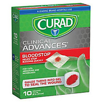 CURAD; BloodStop; Hemostatic Gauze Pads, 1 inch; x 1 inch;, Pack Of 10