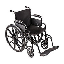 DMI; Carbon-Steel Folding Wheelchair, 37 inch;H x 26 inch;W x 18 inch;D, Silver/Black