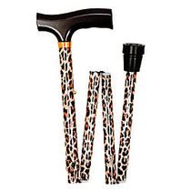 DMI; Fancy Adjustable Derby-Top Folding Cane, 37 inch;, Leopard