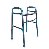 DMI; Lightweight Adjustable Aluminum/Steel Folding Walker With 2-Button Release, 42 inch;H x 26 inch;W x 24 inch;D, Blue