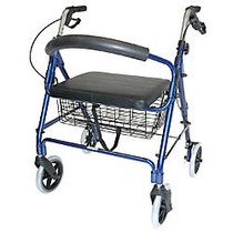 DMI; Lightweight Extra-Wide Aluminum Folding Rollator With Seat, Royal Blue