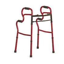 Medline Adult Stand-Assist 2-Button Folding Walkers, Red, Case Of 2