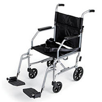 Medline Basic Steel Transport Chair, 19 inch; x 16 inch;, Chrome