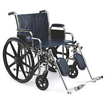 Medline Excel Extra-Wide Wheelchair, Elevating, 22 inch; Seat, Navy/Chrome