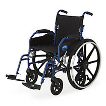 Medline Hybrid 2 Transport Wheelchair, Swing Away, 18 inch; Seat, Blue