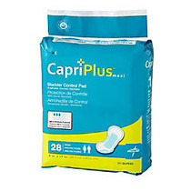 Capri Plus Bladder Control Pad Incontinent Liners, Ultra Plus, 8 inch; x 17 inch;, White, Case Of 28