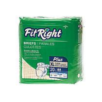 FitRight Plus Disposable Briefs, X-Large, 59 - 66 inch;, Yellow, 20 Briefs Per Bag, Case Of 4 Bags