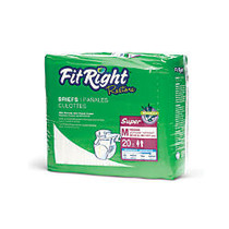 FitRight Restore Briefs, Medium, White, 20 Briefs Per Bag, Case Of 4 Bags