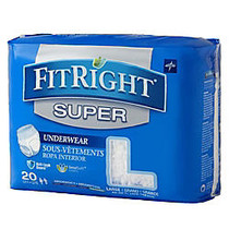 FitRight Super Protective Underwear, Large, 40 - 56 inch;, White, Pack Of 20
