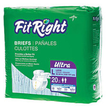 FitRight Ultra Briefs, Large, 48 - 58 inch;, Blue, 20 Briefs Per Bag, Case Of 4 Bags