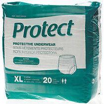 Protect Extra Protection Protective Underwear, X-Large, 56 - 68 inch;, White, Bag Of 20