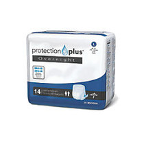 Protection Plus Overnight Protective Underwear, Large, 40 - 56 inch;, White, Bag Of 14