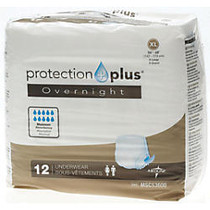 Protection Plus Overnight Protective Underwear, X-Large, 56 - 68 inch;, White, Bag Of 12