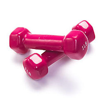 Black Mountain Products Vinyl Dumbbell Set, 1 Lb, 6 inch;H x 6 inch;W x 6 inch;D, Pink, Pack Of 2
