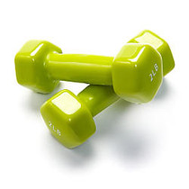 Black Mountain Products Vinyl Dumbbell Set, 2 Lb, 6 inch;H x 6 inch;W x 6 inch;D, Green, Pack Of 2