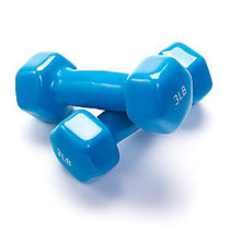 Black Mountain Products Vinyl Dumbbell Set, 3 Lb, 6 inch;H x 6 inch;W x 6 inch;D, Blue, Pack Of 2