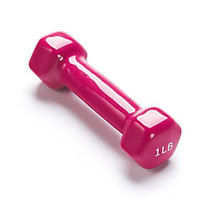 Black Mountain Products Vinyl Dumbbell, 1 Lb, 6 inch;H x 6 inch;W x 6 inch;D, Pink