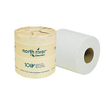 North River 2-Ply Bathroom Tissue, 100% Recycled, White, 500 Sheets Per Roll, Case Of 96 Rolls