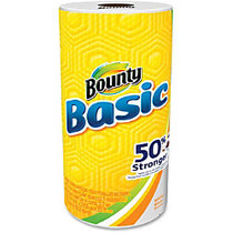 Bounty Basic Paper Towel Roll - 1 Ply - 44 Sheets/Roll - White - Durable, Perforated, Absorbent - For Multipurpose - 30 / Carton