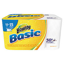 Bounty; Basic Select-A-Sheet 1-Ply Paper Towels, 11 inch; x 5 9/10 inch;, White, 89 Sheets Per Roll, 12 Rolls