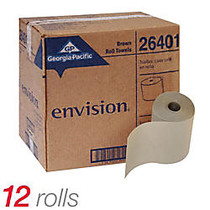 Georgia-Pacific Nonperforated Roll Towels, Envision;, 7 7/8 inch; x 350', 95% Recycled, Brown, 350 Sheets Per Roll, Case Of 12 Rolls