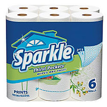 Sparkle ps; Premium Perforated Roll Towels, 1-Ply, 48 Sheets Per Roll, Pack Of 6 Rolls