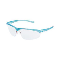 3M Refine 201 Safety Glasses, Wrap-around, Clear Anti-Fog Lens, Teal Frame