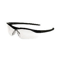 Crews Dallas Wraparound Safety Glasses, Black Frames, Clear Lenses