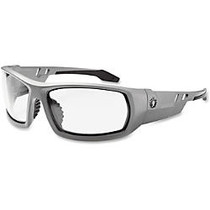 Ergodyne Clear Lens/Gray Frame Safety Glasses - Eye, UVC, UVB, UVA, Dust, Debris Protection - Nylon Frame, Polycarbonate Temple, Polycarbonate Lens, Rubber Nose Pad - Matte Gray, Clear - 1 / Each