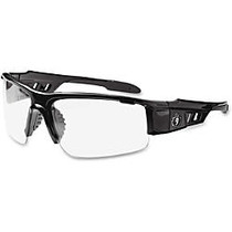 Ergodyne Dagr Clear Lens Half Frame Safety Glasses - Eye, UVC, UVB, UVA Protection - Nylon Frame, Polycarbonate Temple, Polycarbonate Lens, Rubber Nose Pad - Black, Clear - 1 / Each