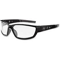 Ergodyne Kvasir Clear Lens Safety Glasses - Medium Size - Eye, UVC, UVB, UVA, Impact, Ballistic, Fragmentation Protection - Nylon Frame, Polycarbonate Temple, Polycarbonate Lens - Black - 1 / Each